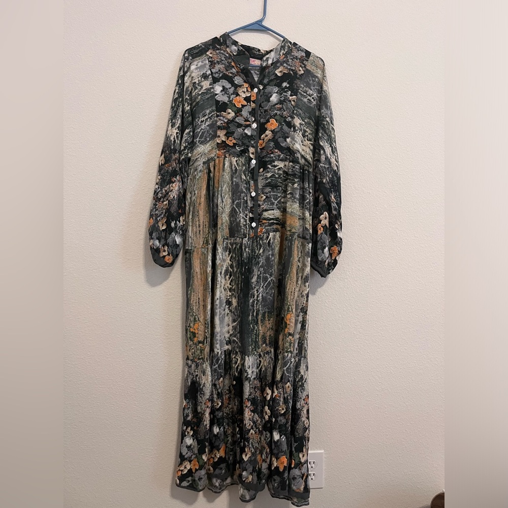 Grey - Long brown dress